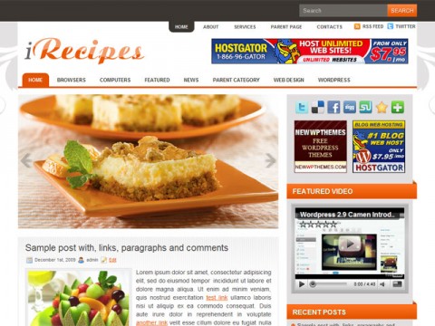 iRecipes-Free-WordPress-Theme